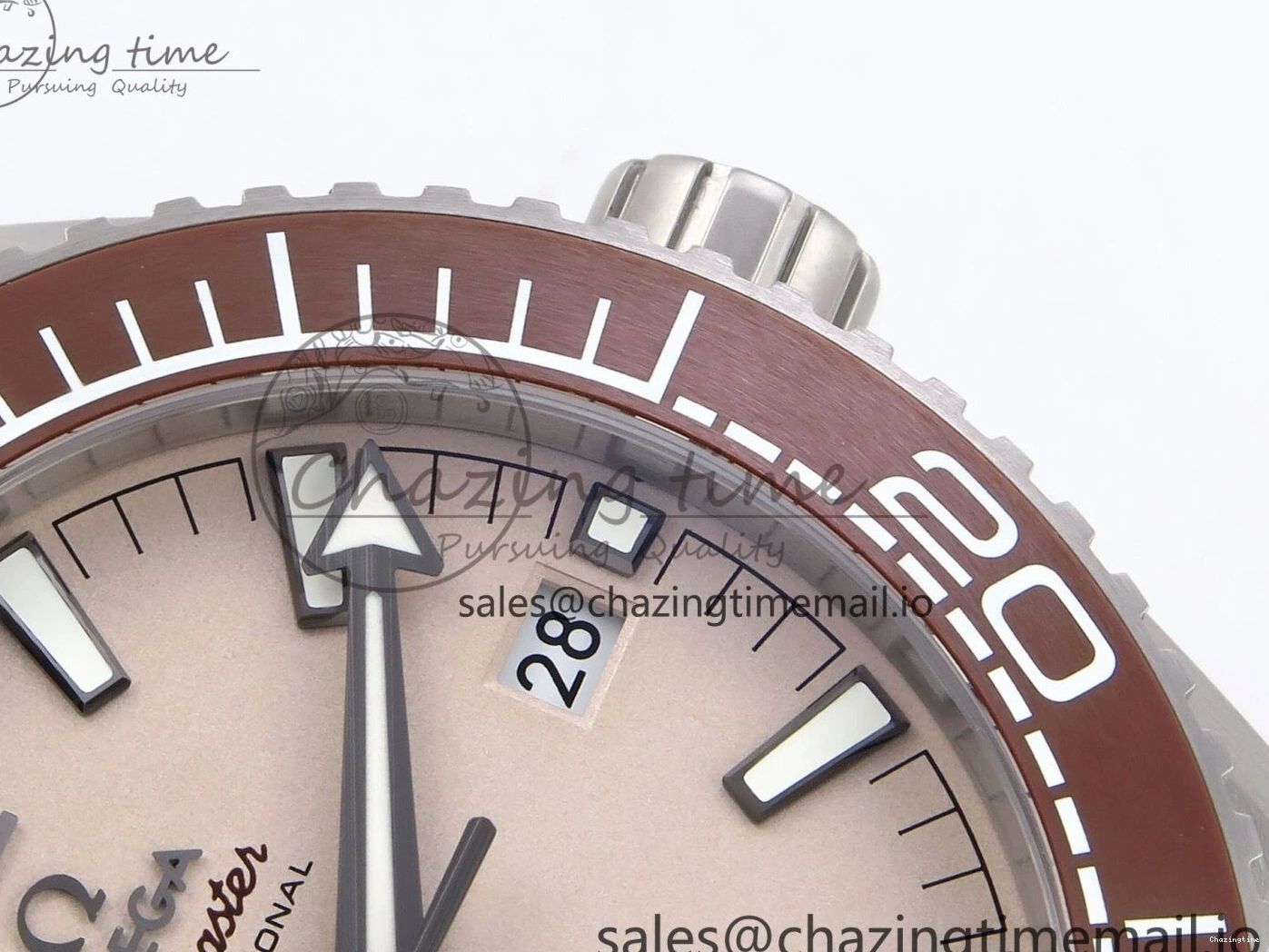 0204 Planet Ocean 43.5mm SS VSF 1:1 Best Edition Brown Bezel Sand Dial on Sand Rubber Strap A8900 Super Clone Neat 7710